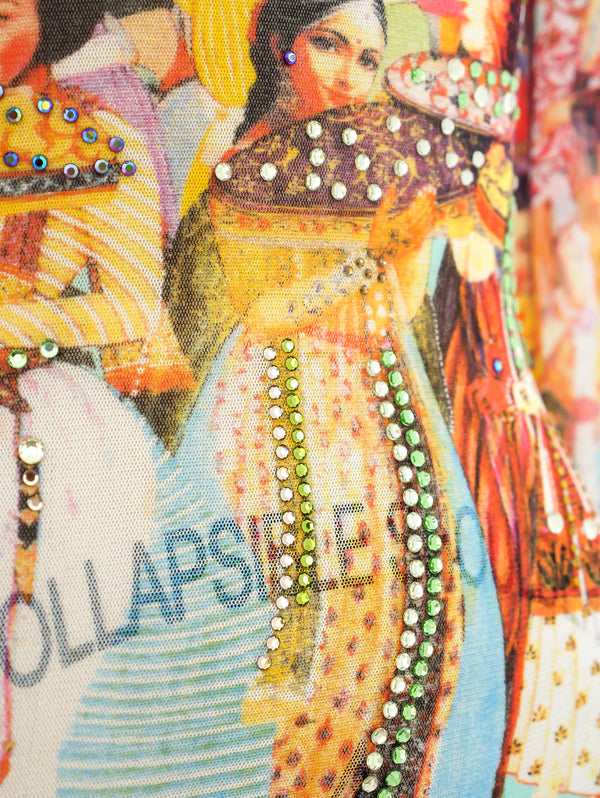 Jean Paul Gaultier Rhinestone Embellished Mesh Top Top arcadeshops.com