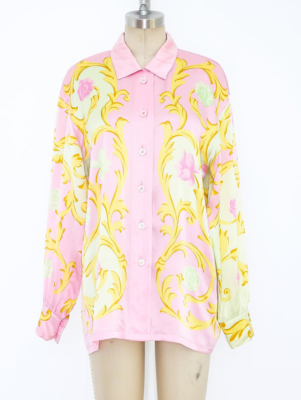 Escada Pastel Printed Silk Blouse Top arcadeshops.com
