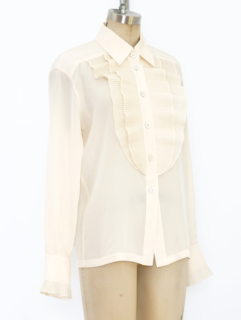 Escada Pleated Ruffle Blouse