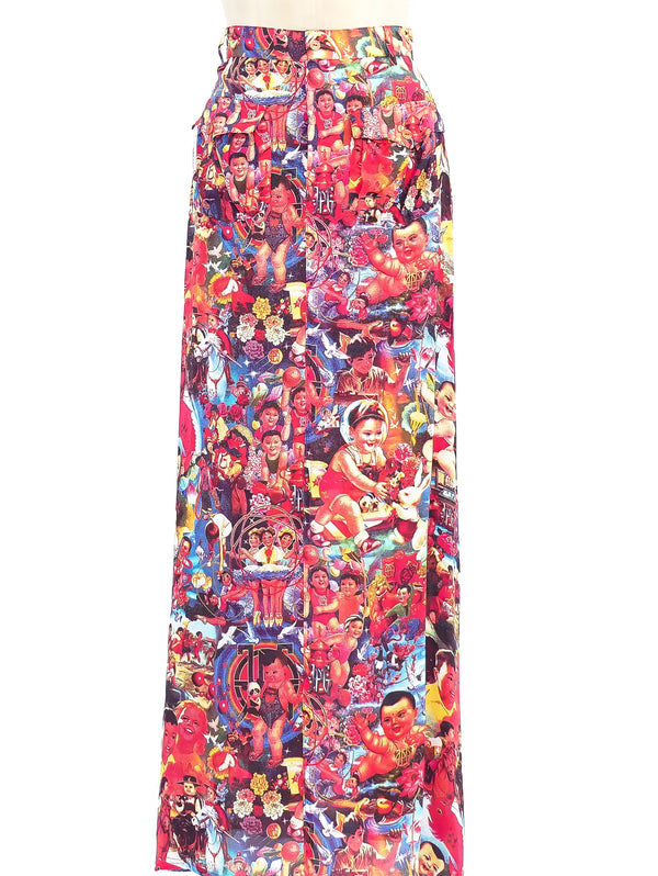 Jean Paul Gaultier Printed Maxi Skirt Bottom arcadeshops.com