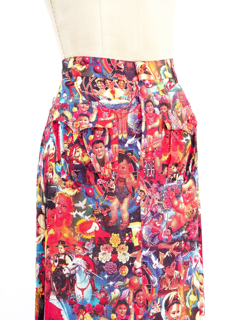 Jean Paul Gaultier Printed Maxi Skirt Bottom arcadeshops.com