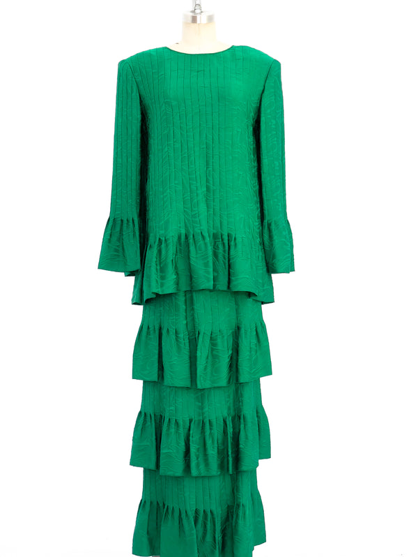 Emerald Jacquard Silk Ensemble Dress arcadeshops.com