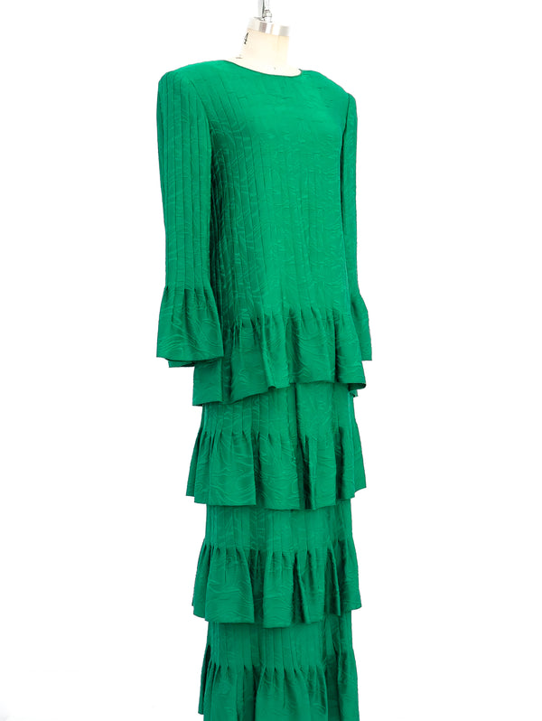 Emerald Jacquard Silk Ensemble Dress arcadeshops.com