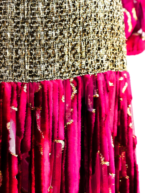 Diane Freis Pleated Silk Velvet Dress Dress arcadeshops.com