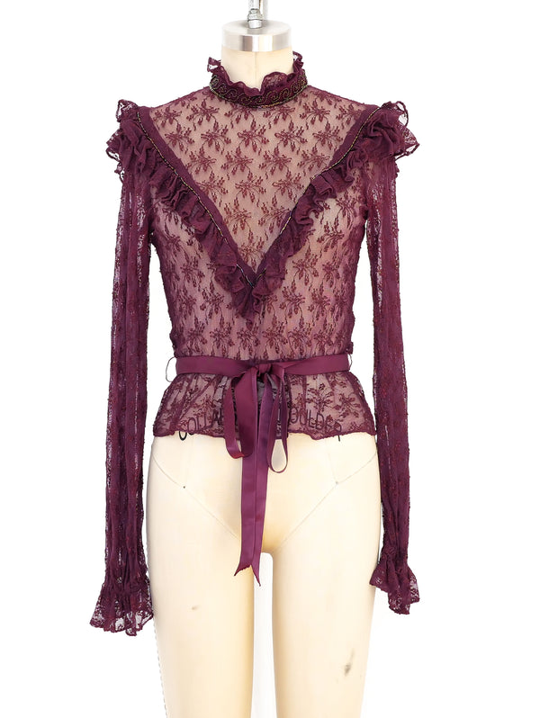 Victorian Inspired Embellished Lace Top Top arcadeshops.com