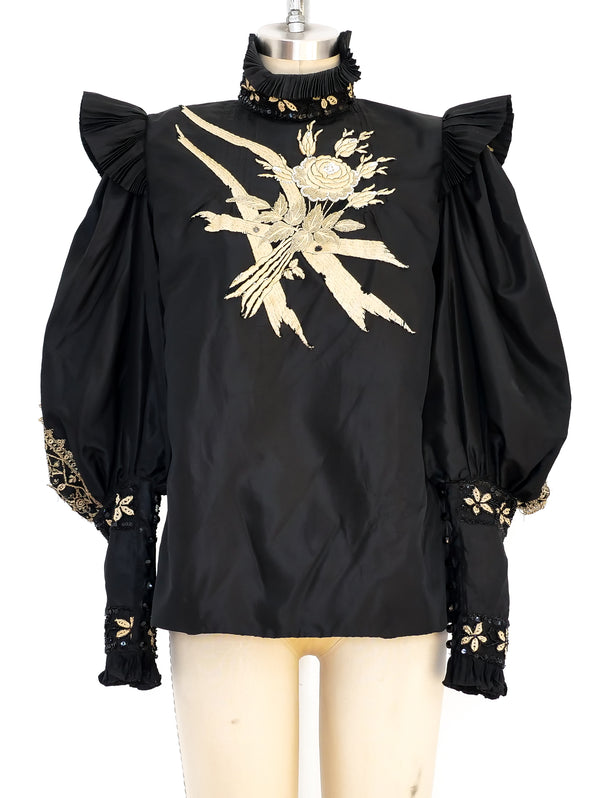 Victorian Embellished Balloon Sleeve Top Top arcadeshops.com