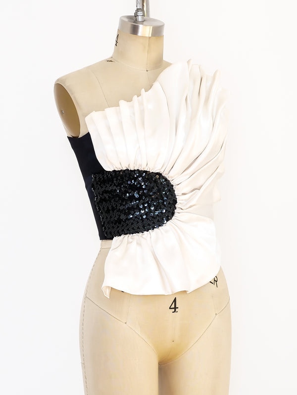 Embellished One Shoulder Ruffle Top Top arcadeshops.com