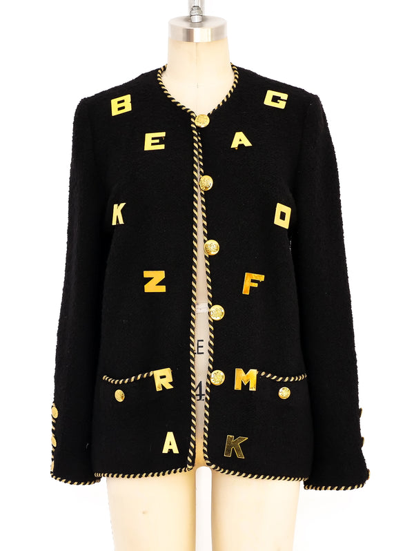 Adolfo Letter Pin Embellished Jacket Jacket arcadeshops.com