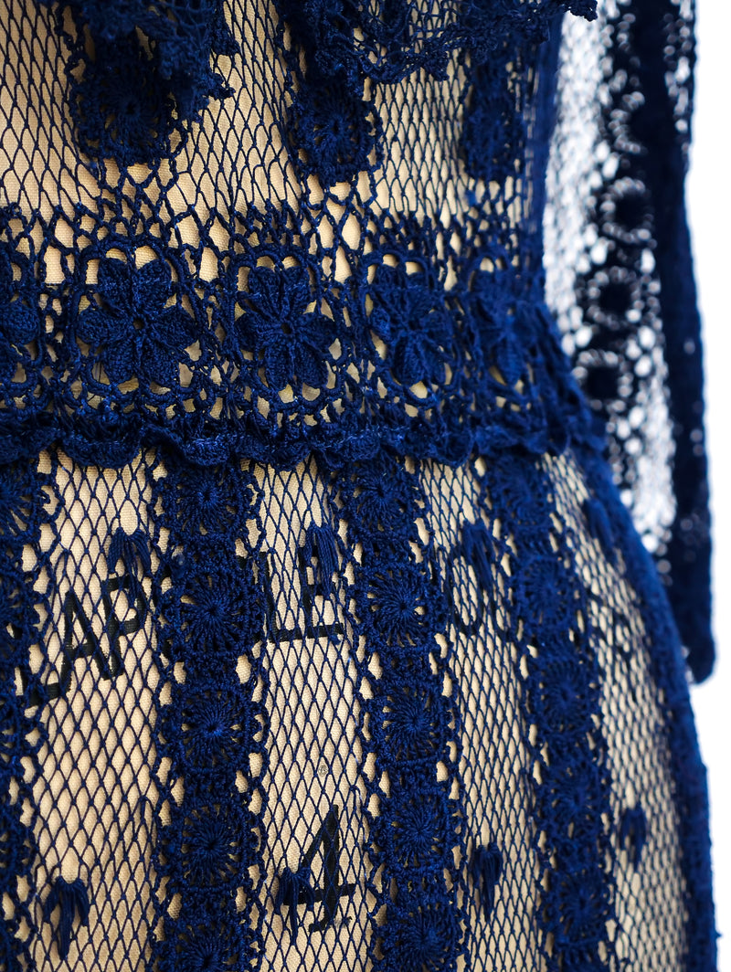 Indigo Crochet Tiered Ruffle Dress Dress arcadeshops.com