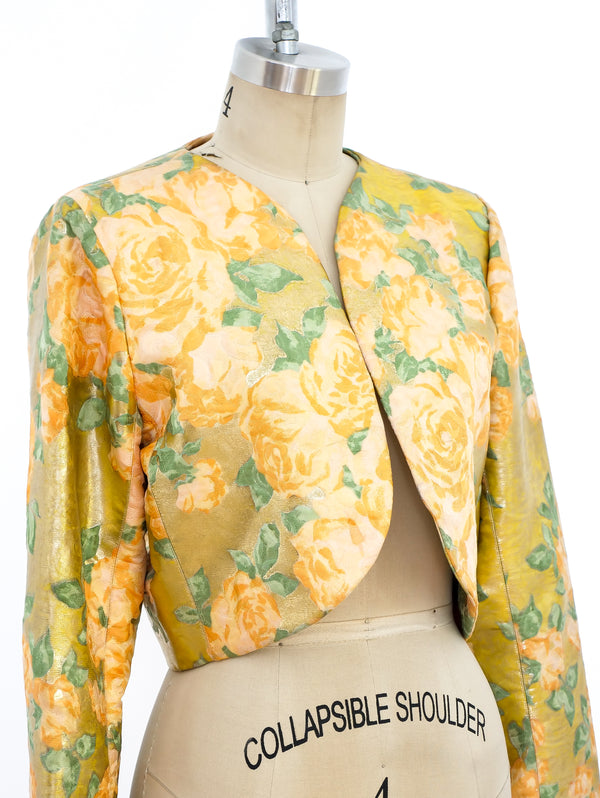 Yves Saint Laurent Metallic Floral Cropped Jacket Jacket arcadeshops.com