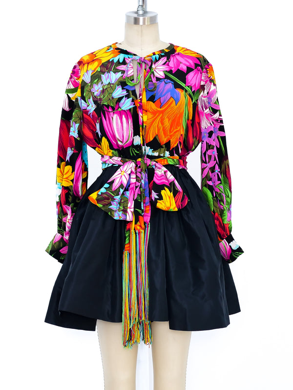 Oscar de la Renta Floral Cocktail Dress Dress arcadeshops.com