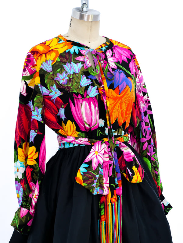 Oscar de la Renta Floral Cocktail Dress Dress arcadeshops.com