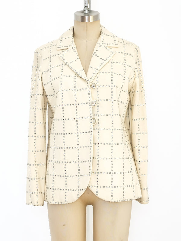 Rhinestone Embellished Ivory Jacket Jacket arcadeshops.com