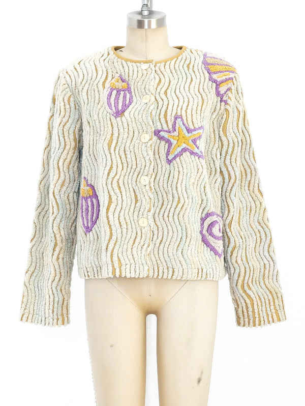 Chenille Seashell Motif Jacket Jacket arcadeshops.com