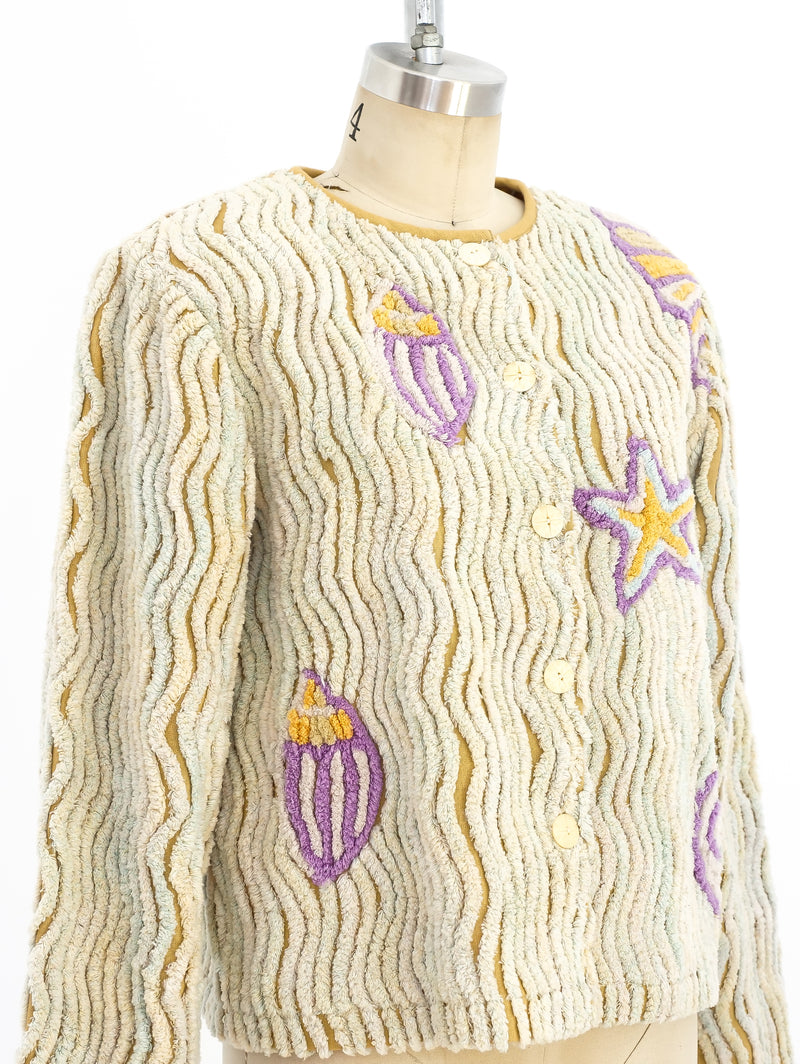 Chenille Seashell Motif Jacket Jacket arcadeshops.com