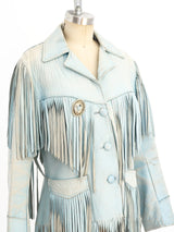 1950's Sky Blue Fringed Western Leather Jacket Jacket arcadeshops.com