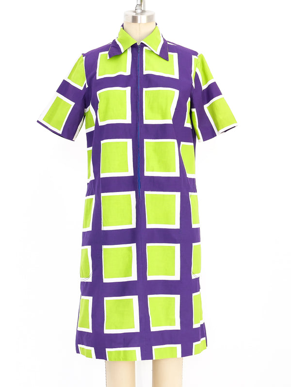 1971 Marimekko Geometric Printed Shirt Dress Dress arcadeshops.com