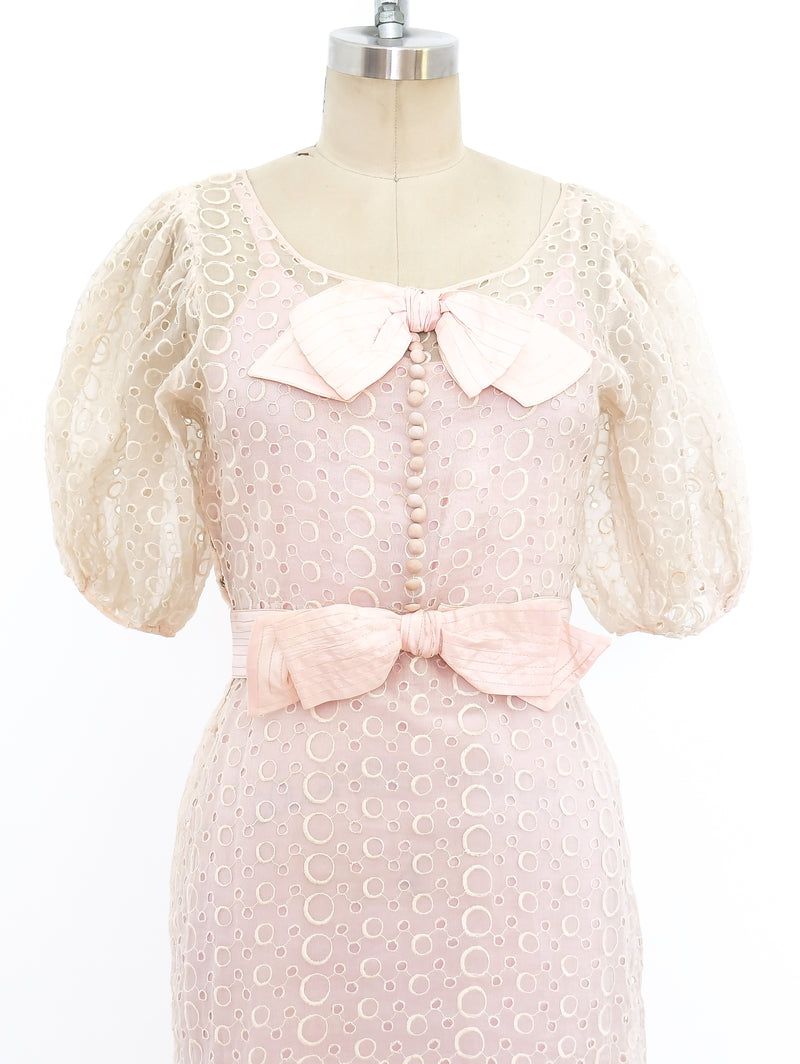 1930's Blush Lined Eyelet Dress Dress arcadeshops.com