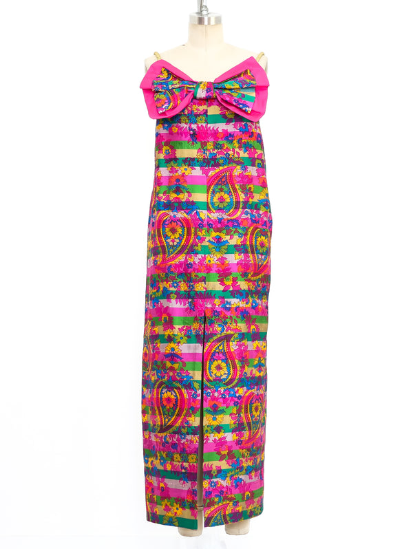 Floral Striped Paisley Silk Dress Dress arcadeshops.com
