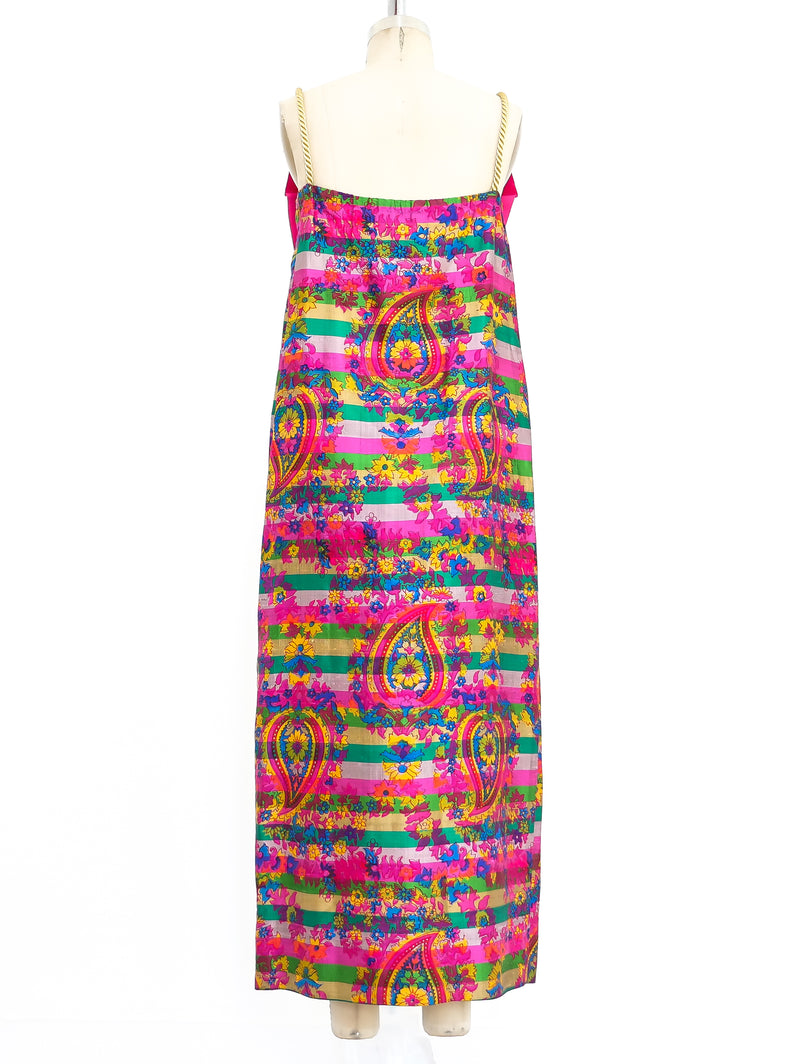 Floral Striped Paisley Silk Dress Dress arcadeshops.com