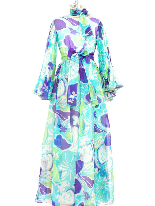 Oscar de la Renta Floral Printed Organza Gown Dress arcadeshops.com