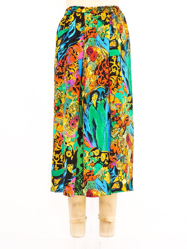 Diane Freis Painterly Printed Silk Skirt Bottom arcadeshops.com