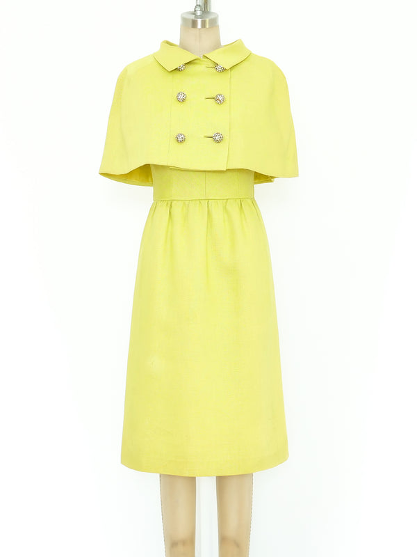 Norman Norell Chartreuse Capelet Ensemble Suit arcadeshops.com
