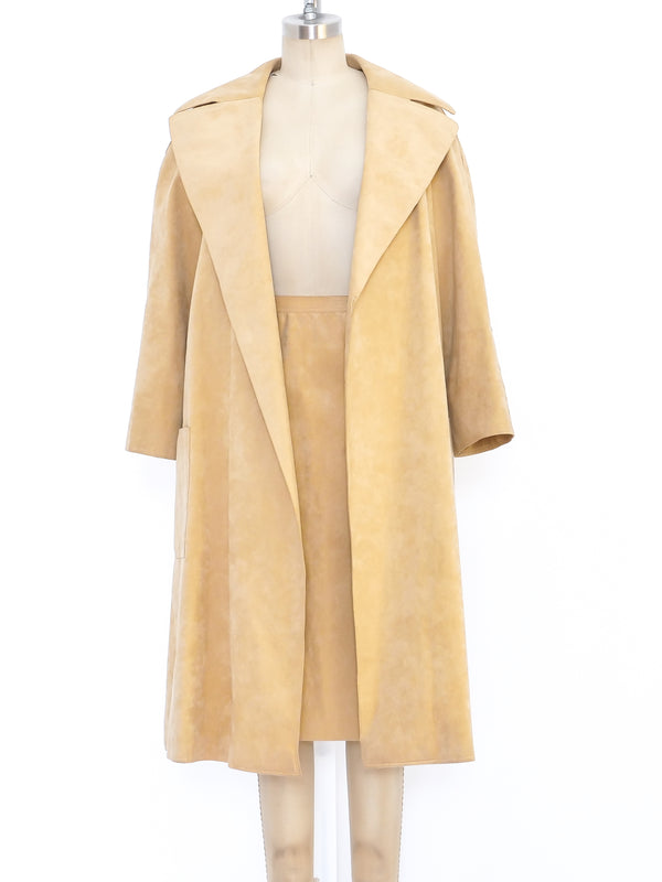 Halston Camel Ultrasuede Ensemble Suit arcadeshops.com