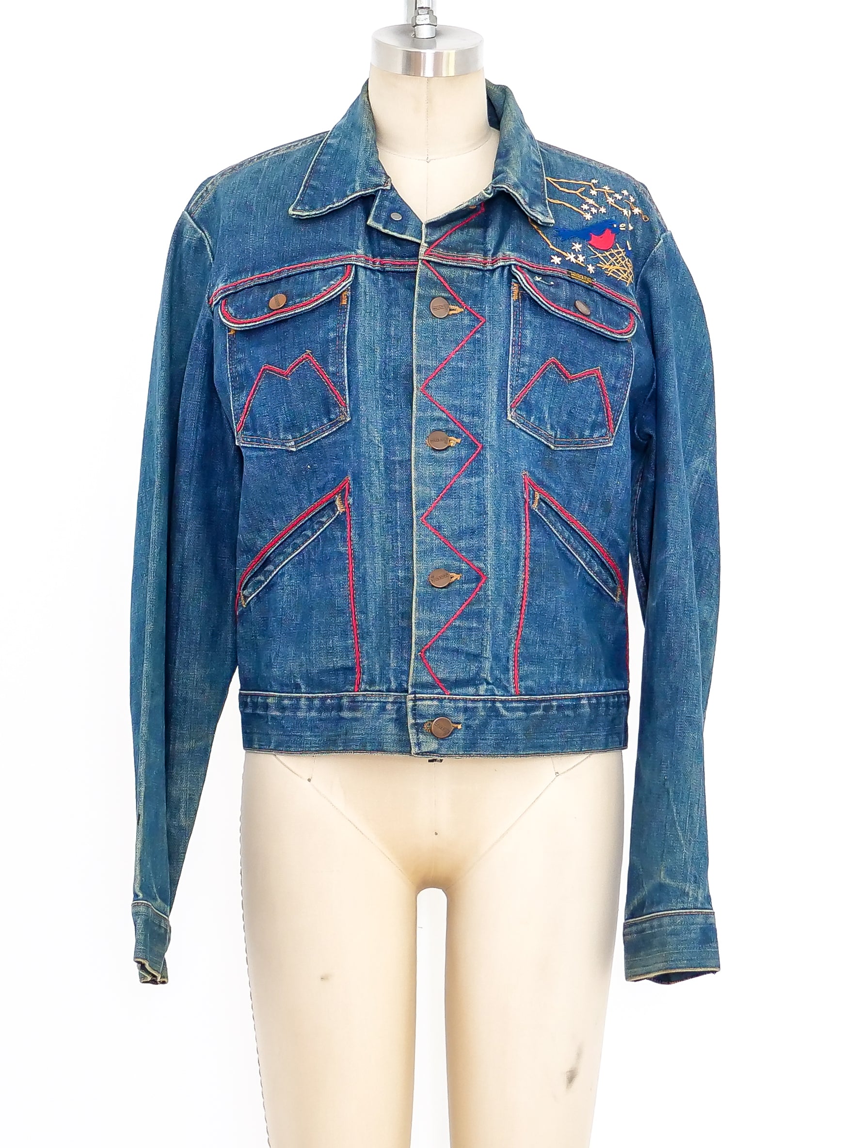 Rainbow Embroidered Denim Jacket