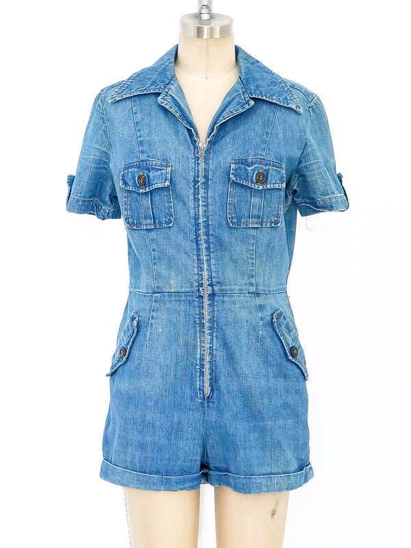 Landlubber Zip Front Denim Romper Suit arcadeshops.com