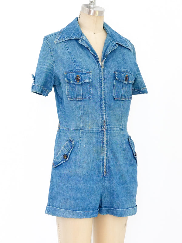 Landlubber Zip Front Denim Romper Suit arcadeshops.com