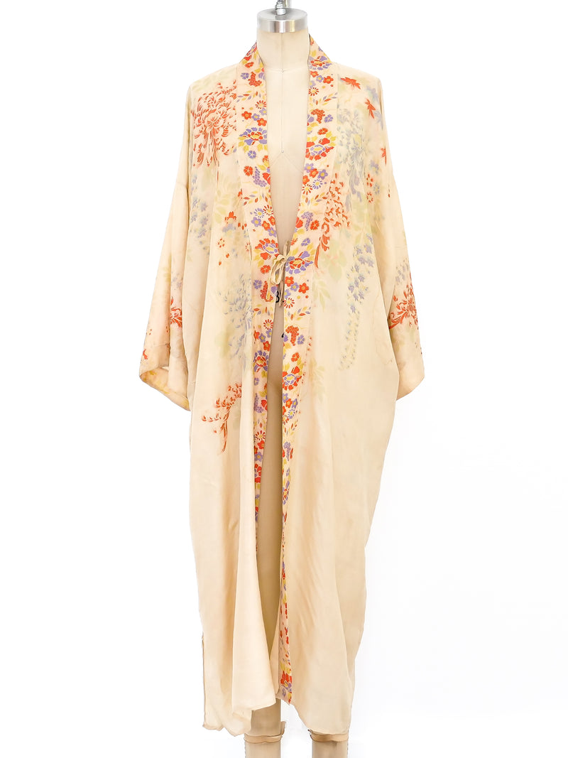 1920's Floral Pongee Silk Robe Jacket arcadeshops.com