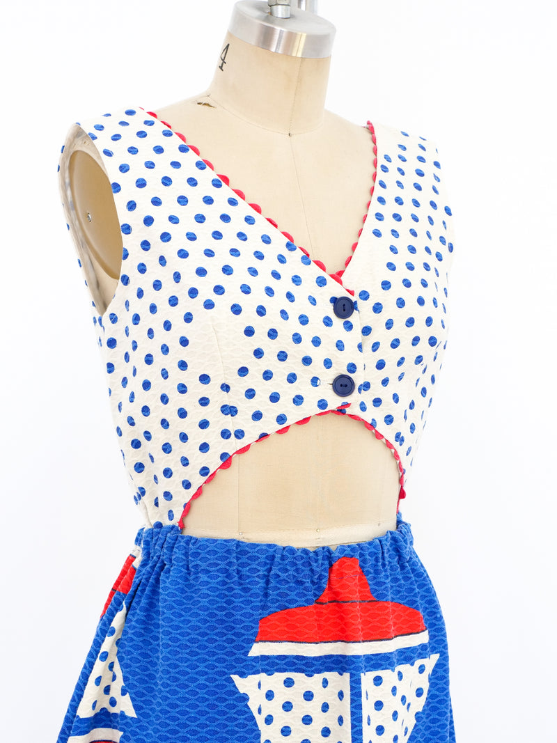 Sailboat Printed Cutout Maxi Dress Dress arcadeshops.com