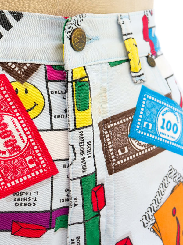 Moschino "Moschinopoli" Board Game Printed Jeans Bottom arcadeshops.com