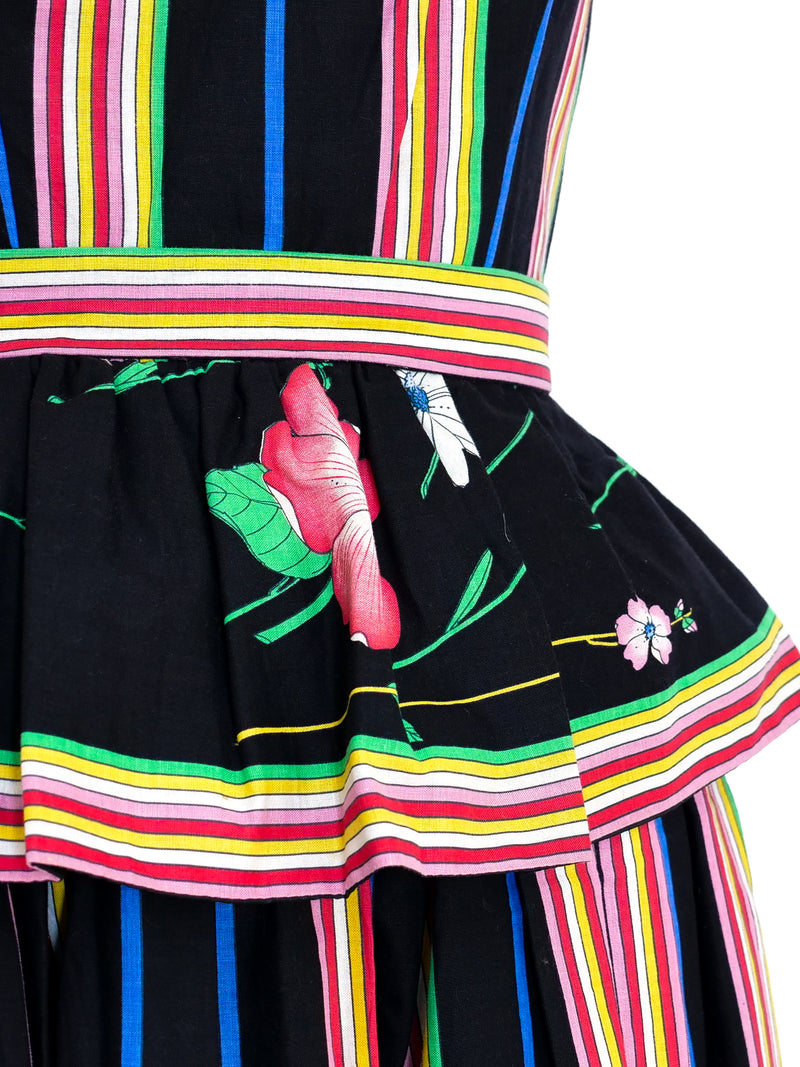 Victor Costa Striped Dress with Flower Applique Dress arcadeshops.com