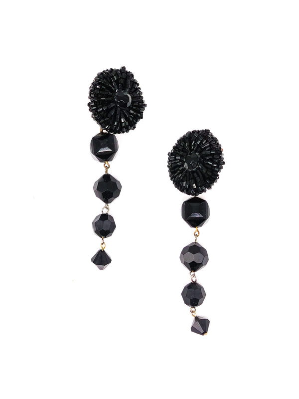 Black Beaded Drop Earrings Accessory arcadeshops.com
