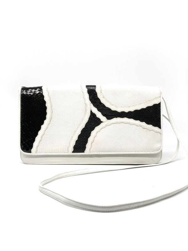 Carlos Falchi Black and White Patchwork Clutch Accessory arcadeshops.com