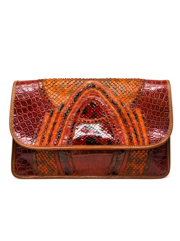 Carlos Falchi Mixed Skins Convertible Clutch Accessory arcadeshops.com