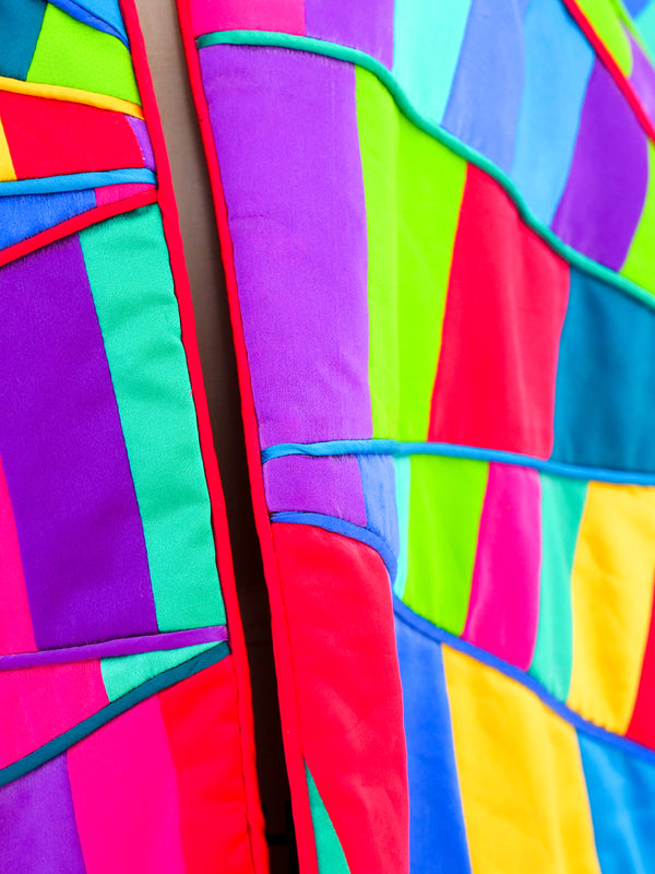 Rainbow Quilted Patchwork Sleeveless Jacket Jacket arcadeshops.com