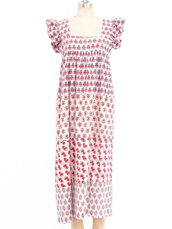 Block Printed Pieced Midi Dress Dress arcadeshops.com