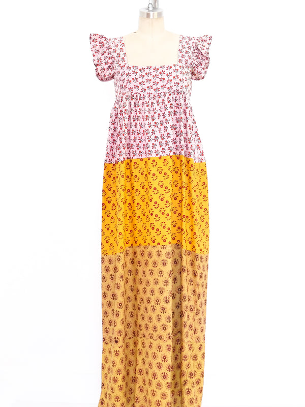 Block Printed Pieced Maxi Dress Dress arcadeshops.com