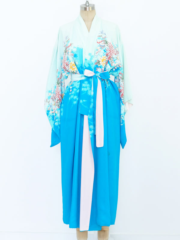 Aqua Floral Printed Kimono Jacket arcadeshops.com