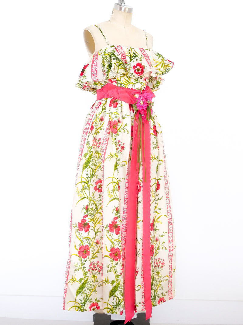 Bill Blass Floral Printed Ruffle Dress Dress arcadeshops.com