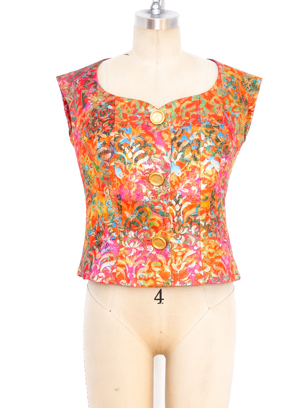 Yves Saint Laurent Multicolor Brocade Sleeveless Jacket Jacket arcadeshops.com