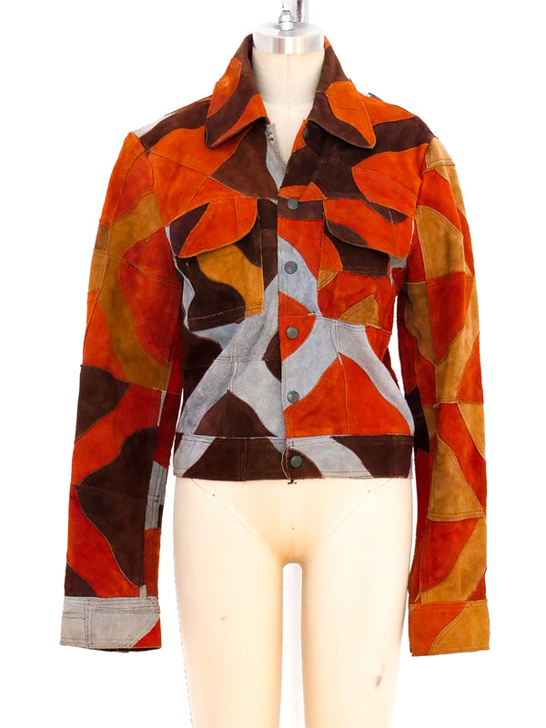 1970's Patchwork Cropped Suede Jacket Jacket arcadeshops.com