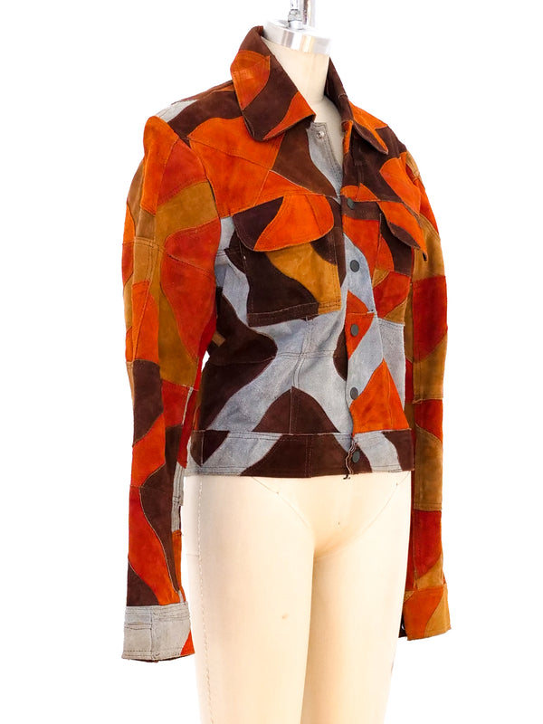 1970's Patchwork Cropped Suede Jacket Jacket arcadeshops.com