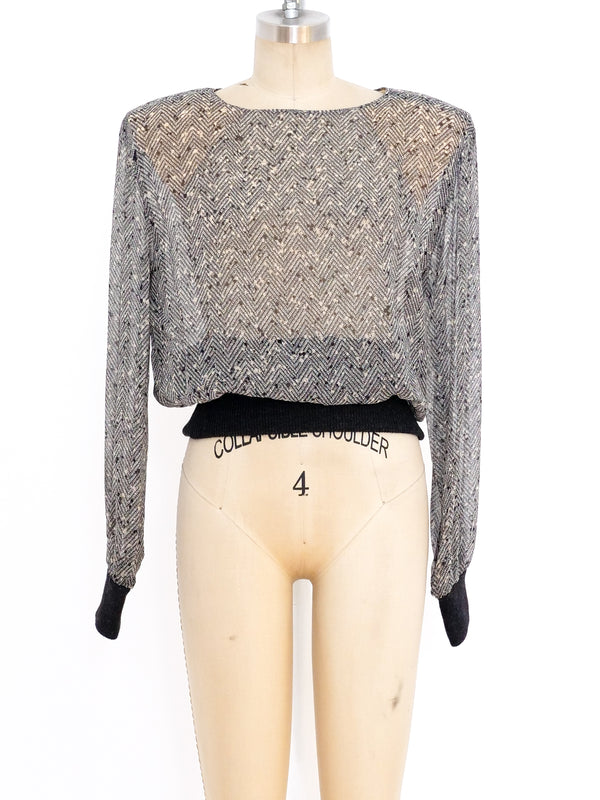 Valentino Houndstooth Chiffon Top Top arcadeshops.com