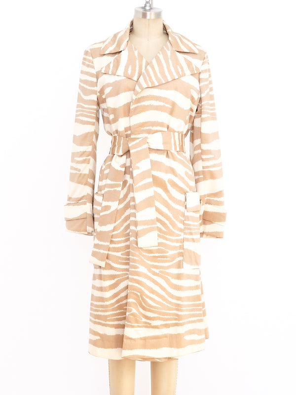 Bill Blass Tonal Zebra Belted Coat Jacket arcadeshops.com