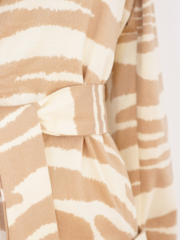 Bill Blass Tonal Zebra Belted Coat Jacket arcadeshops.com