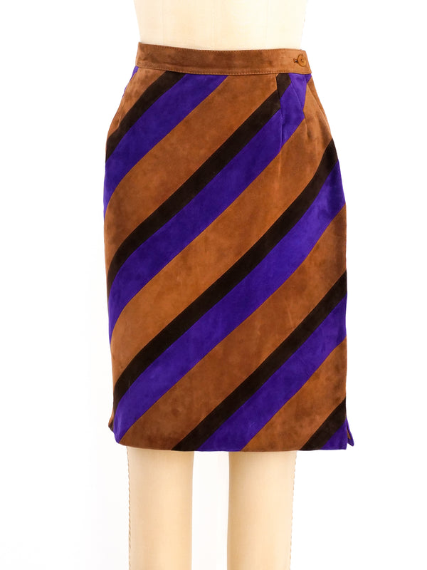 Valentino Striped Suede Skirt Bottom arcadeshops.com